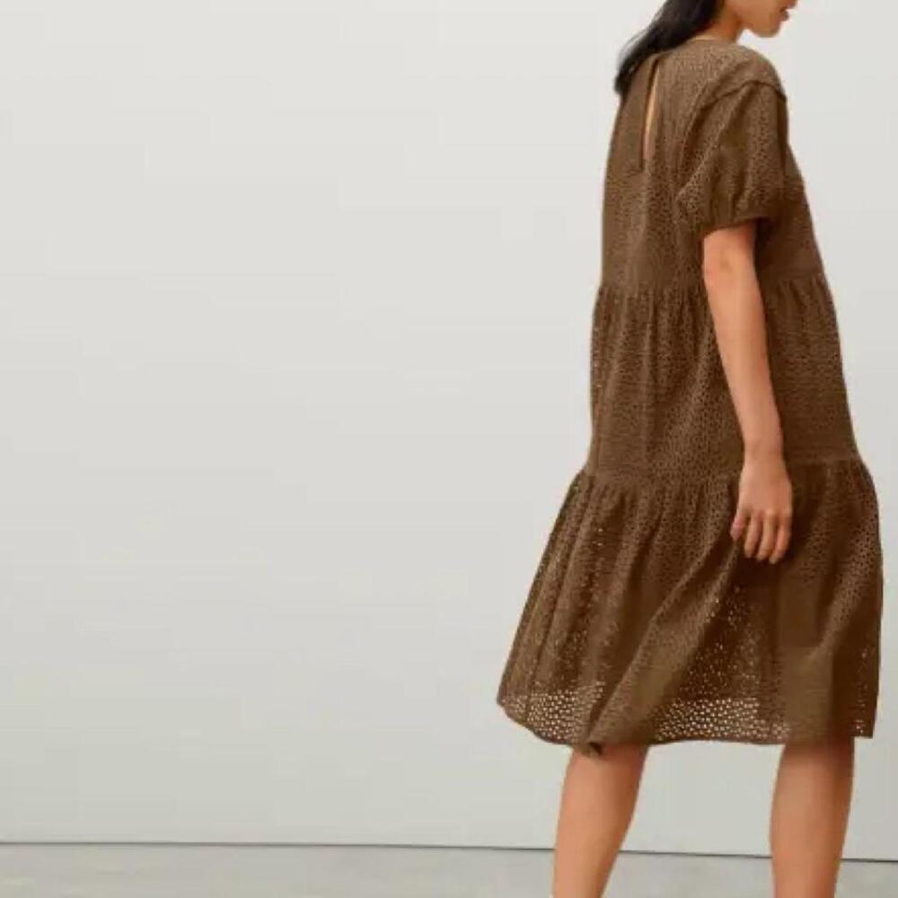 Everlane brown eyelet cotton dress